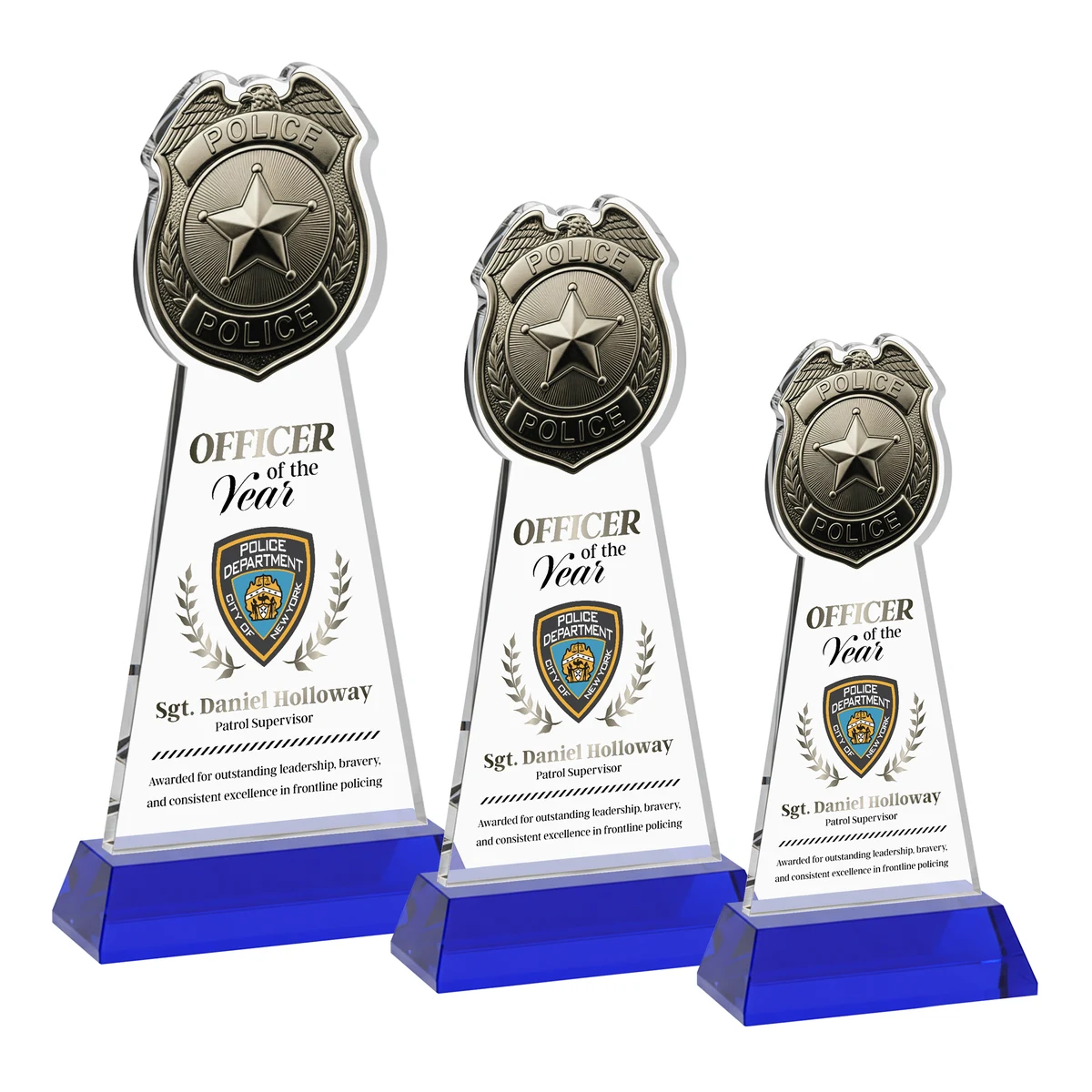 Police Badge VividPrint™ Award on Hartford Base - Blue 1