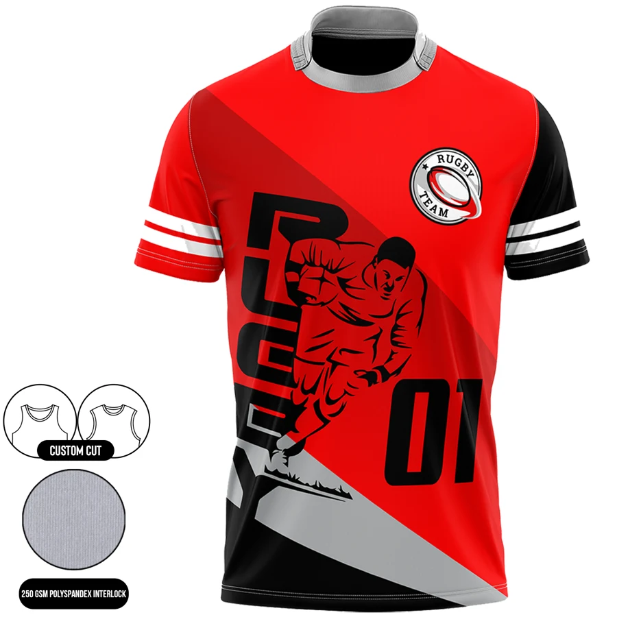 Custom Men's Full Sublimation Collared Crew Neck Rugby 1