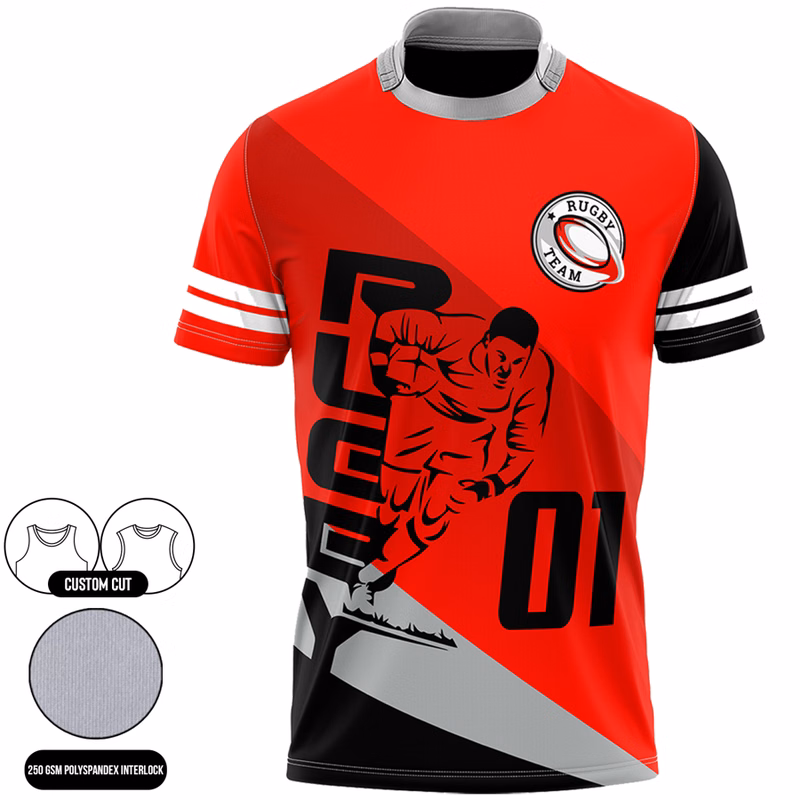 Custom Men's Full Sublimation Collared Crew Neck Rugby