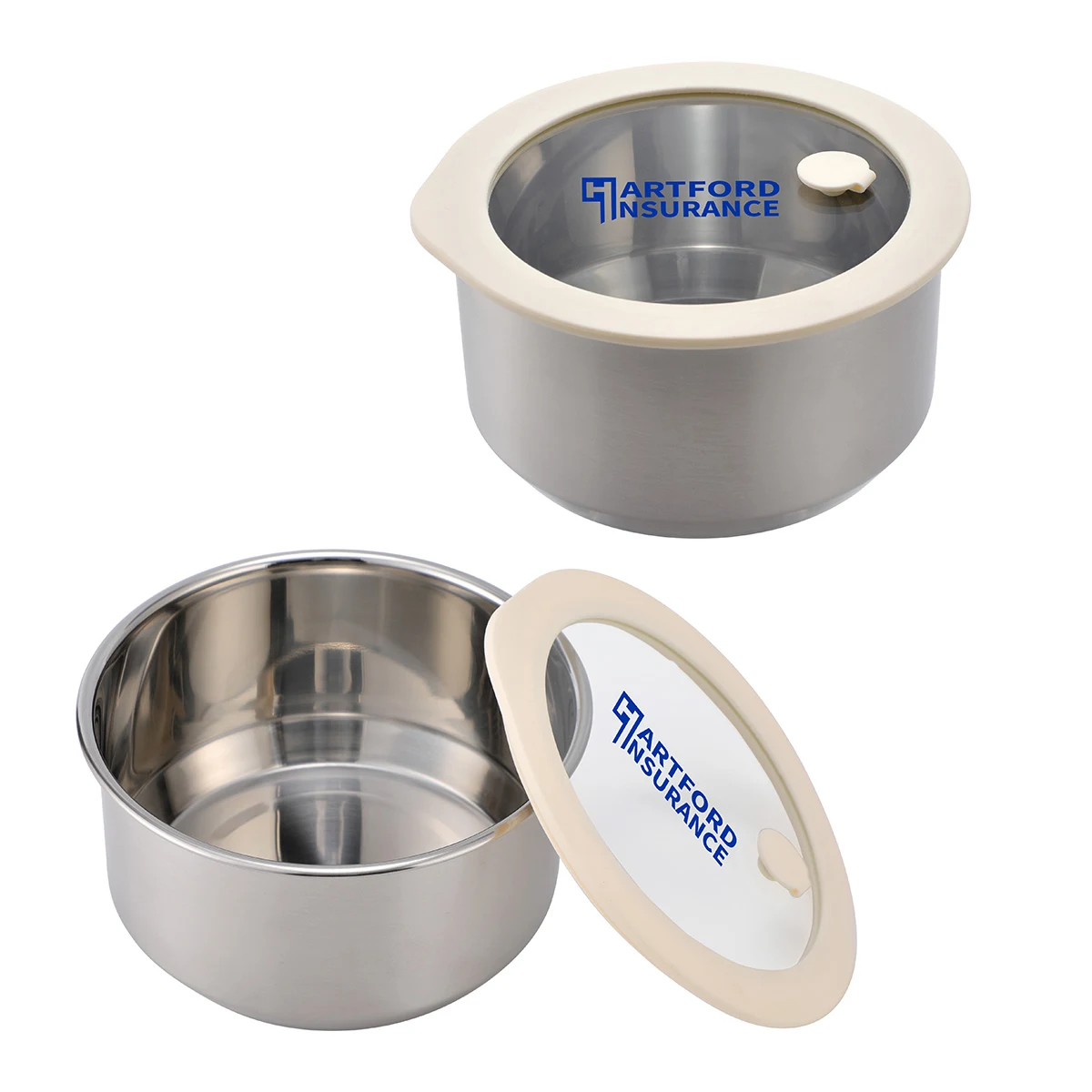 Prima 38 oz Microwaveable Stainless Steel Bowl With Vented Glass Lid 1