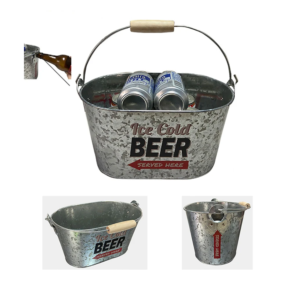 Ice Bucket With Wood Handle 1