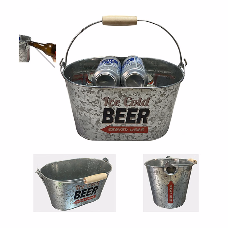 Ice Bucket With Wood Handle