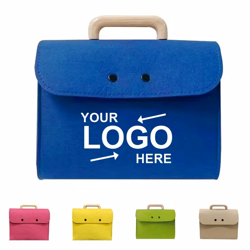 Wooden Handle Felt Tote Bag