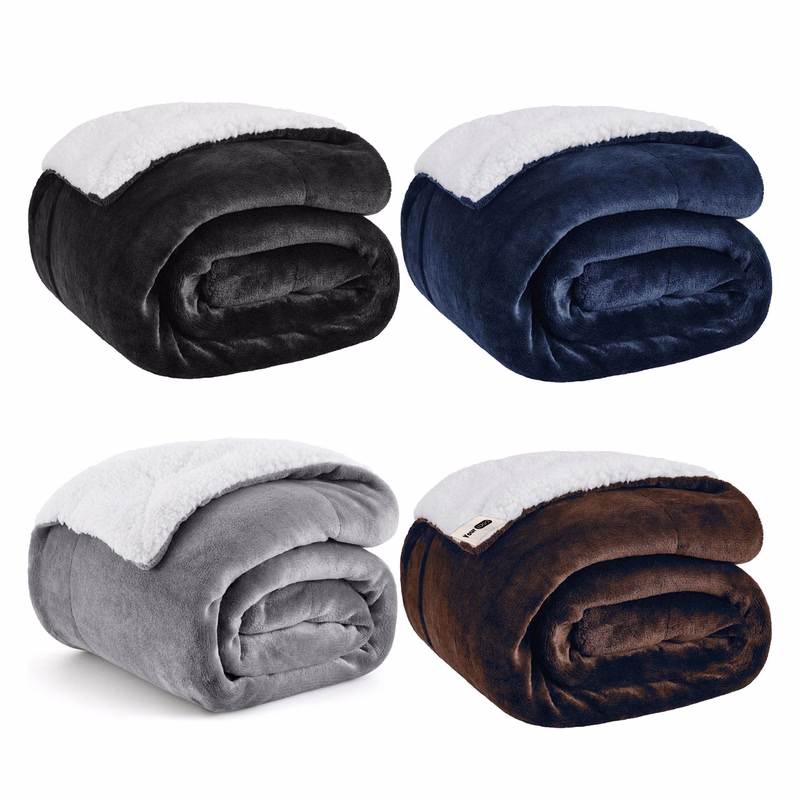 Polyester Soft And Cozy Sherpa Throw Blanket In Multiple Colors