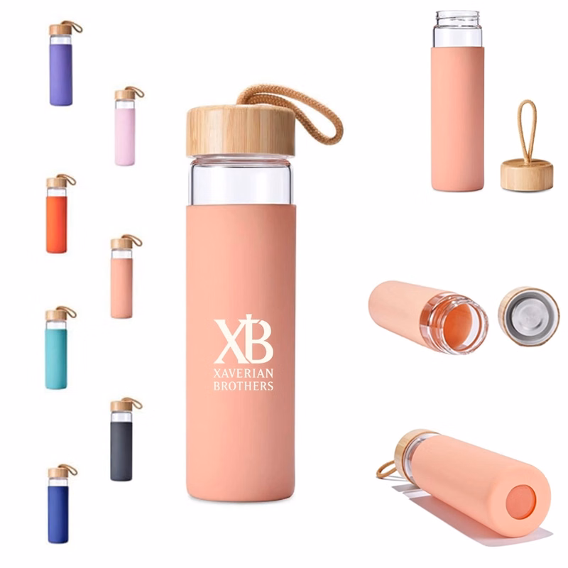 20 Oz. Glass Bottle w/ Bamboo Lid & Handle