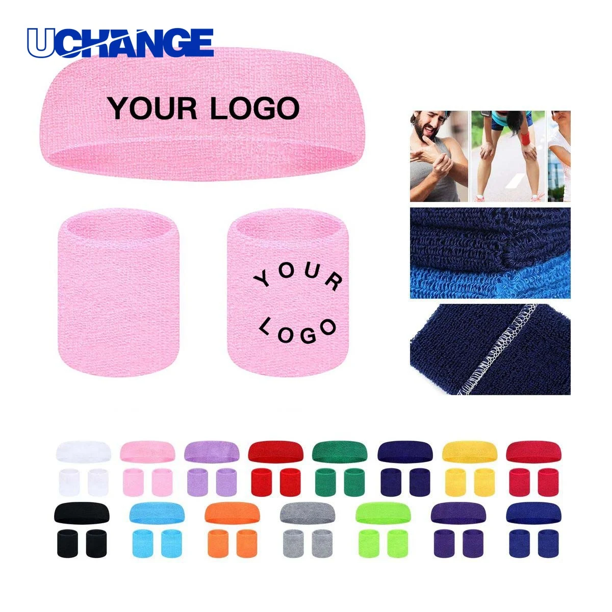 Headband and Wrist Guard Set Polyester for Athletes 1