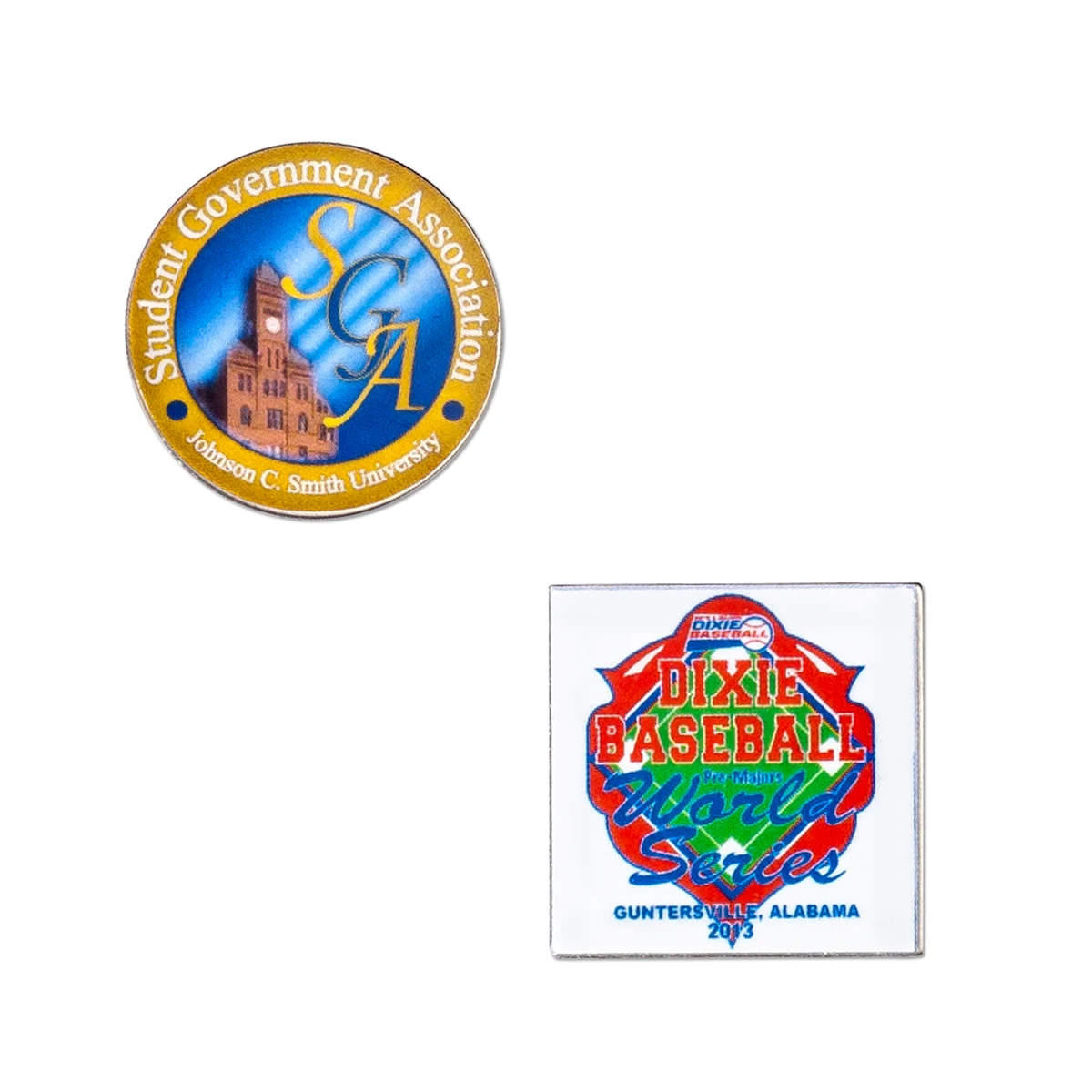 USA MADE Laminated Full Color Metal Lapel Pin - Small Stock Shapes 1