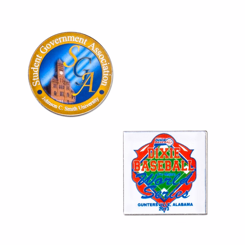USA MADE Laminated Full Color Metal Lapel Pin - Small Stock Shapes