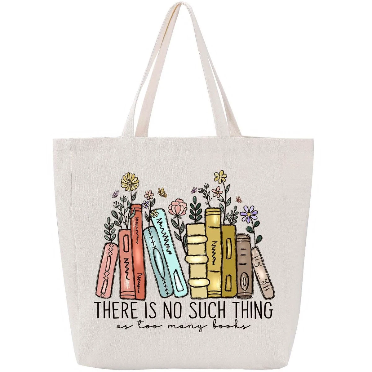 Canvas Tote Bag with Pockets, Cotton Canvas Tote, Book Lovers Gifts, custom tote bag with logo imprint 1