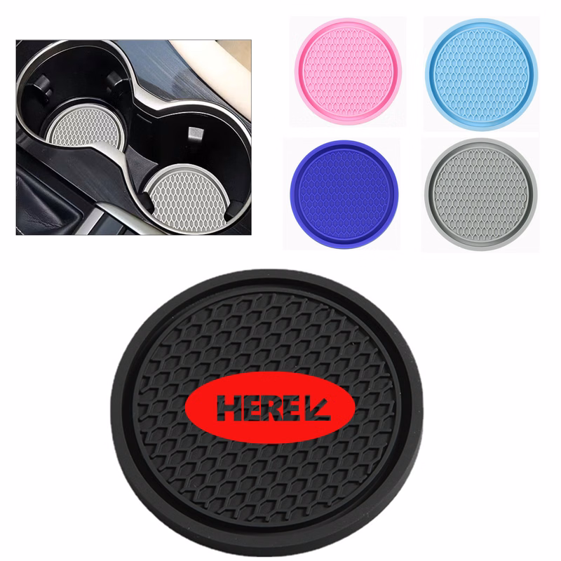 Solid Color Car Coaster with PVC Soft Rubber Material