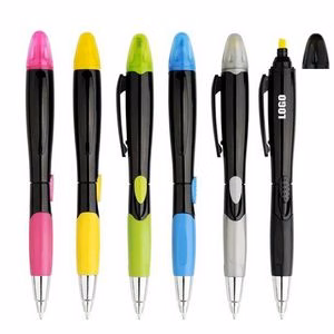 Black Barrel Pen With Highlighter