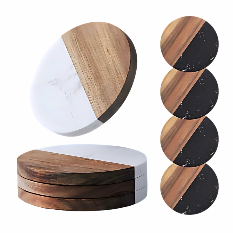 Wood Marble Combined Drink Coaster