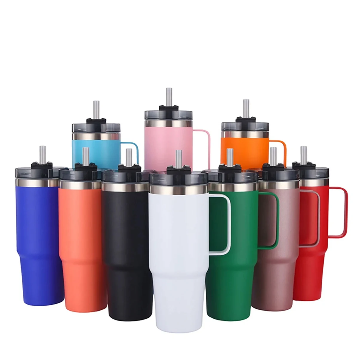 40 Oz. Stainless Steel Insulated Tumbler with Handle & Straw 1