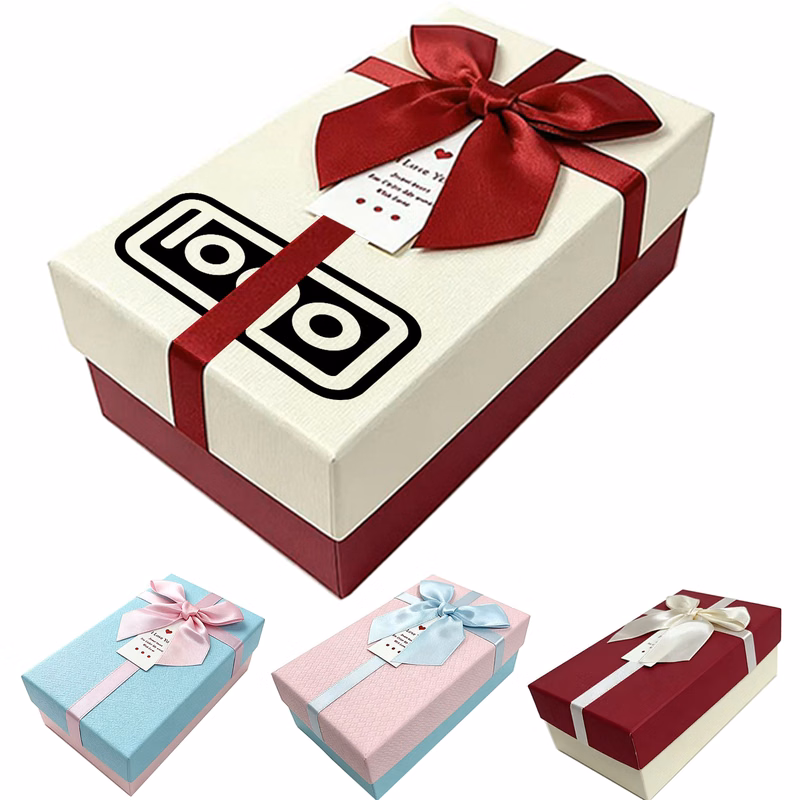 Two-Tone Gift Box with Satin Ribbon Bow