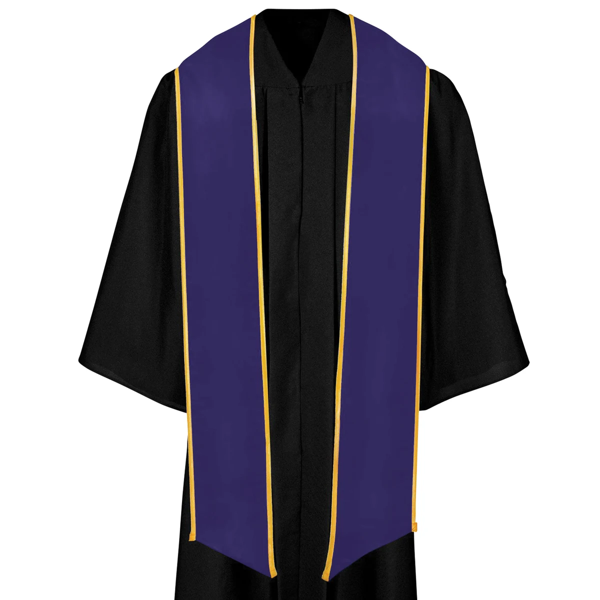 Purple Graduation Stole With Gold Binding 1