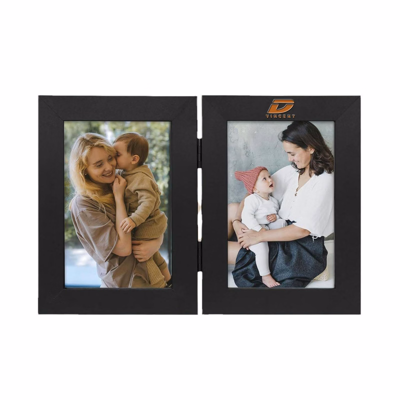 Wooden Vintage Foldable Dual Picture Frame