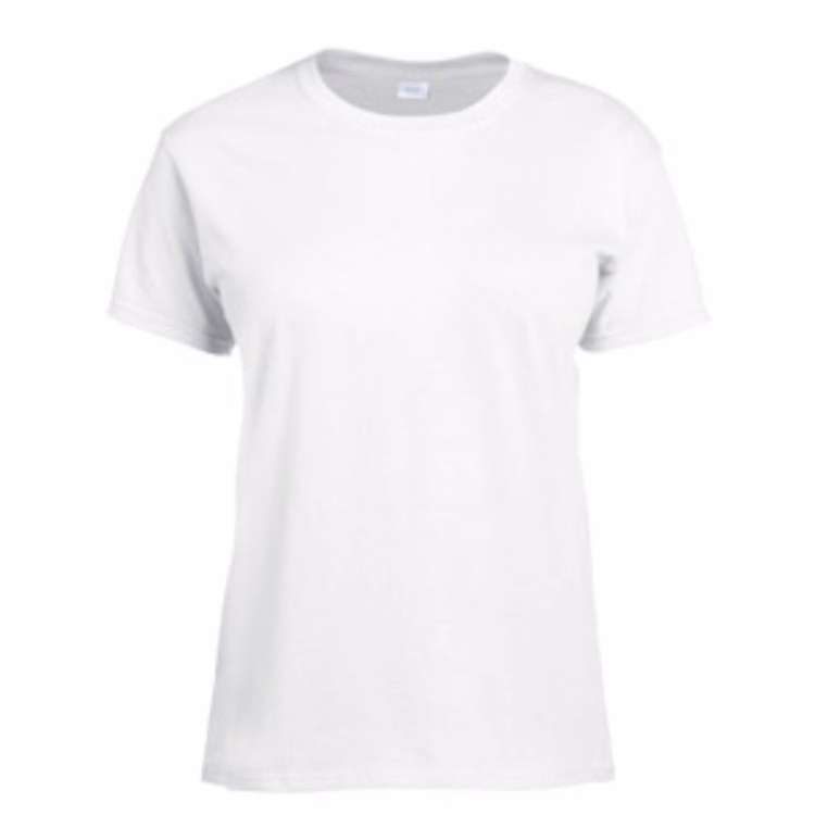 Screen Printed G2000L 100% Cotton White Ladies T-shirt