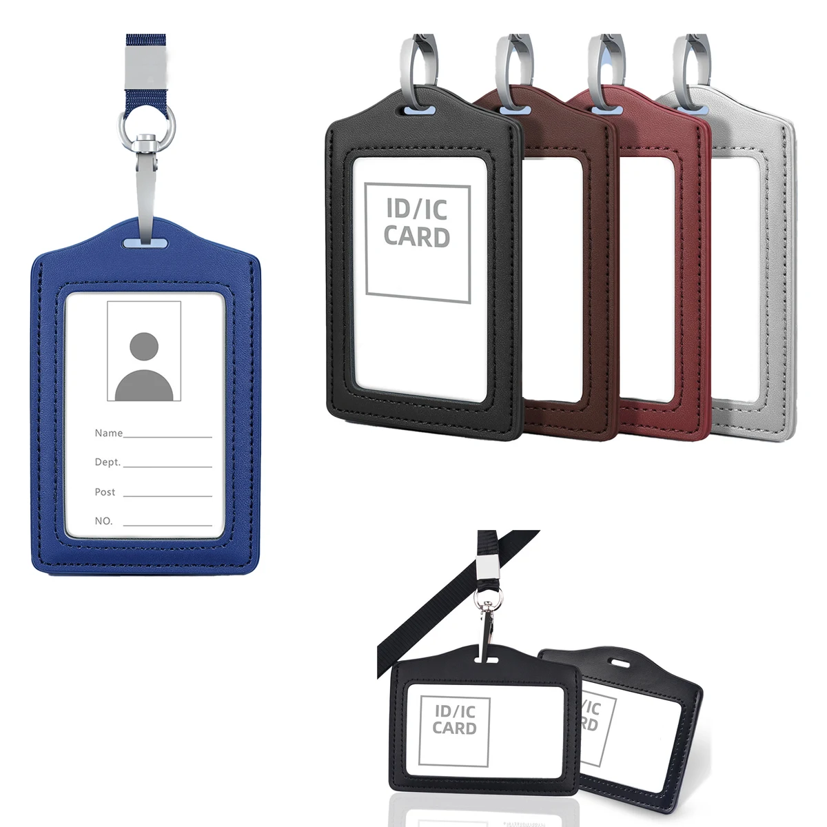 Leather Protective Case For ID Badge With Hanging Strap 1