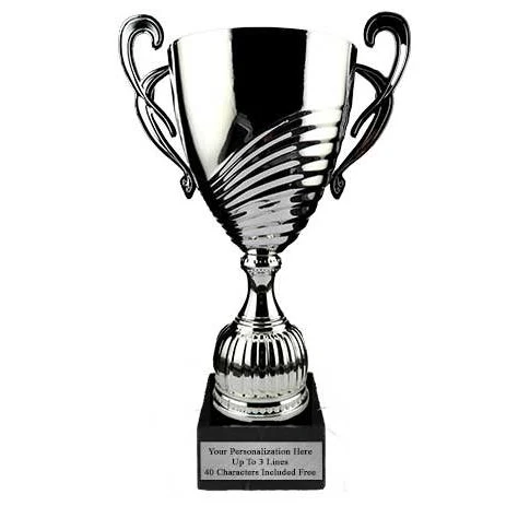 Cup Trophy: 18" Classic style SILVER Metal cup pla 1
