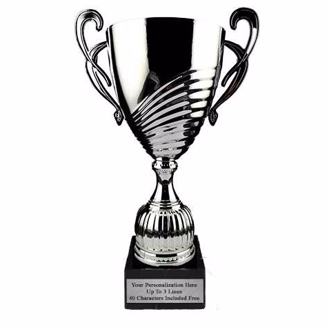 Cup Trophy: 18" Classic style SILVER Metal cup pla