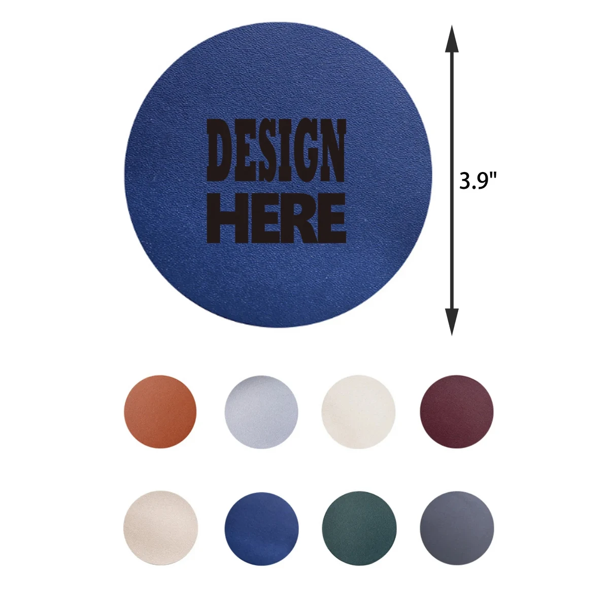 Solid Color Round PU Leather Coaster 1