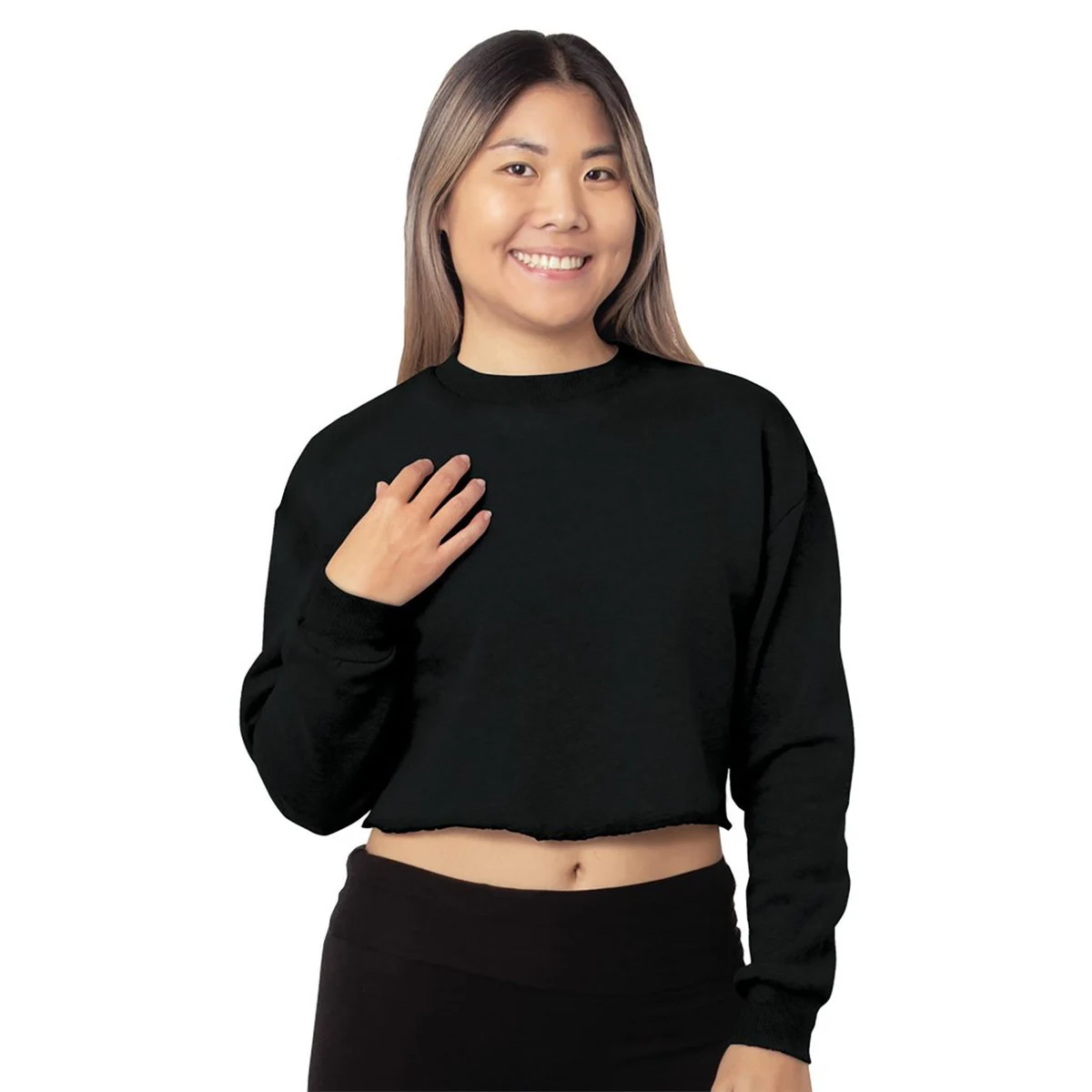 Women's USA Made Cropped Crewneck Sweatshirt - 7725 1