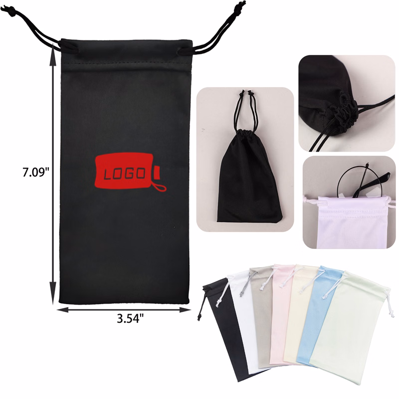 MOQ 50 PCS Soft Microfiber Drawstring Eyeglasses Bag