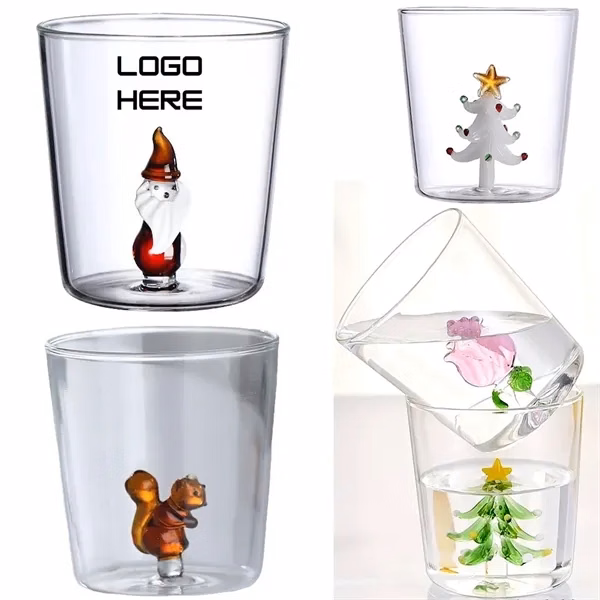 3D Glass Cup with Cute Animal Figurine Inside Coffee Mug /Hi for Commutes, Fitness and Travel