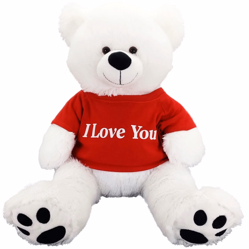 20" Large White Bear - Embroidered Paw