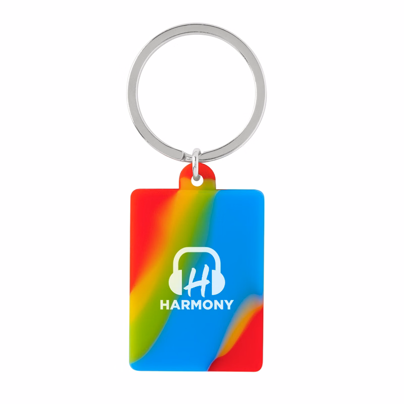 Eco Silicone Swirl Keychains - Rectangle