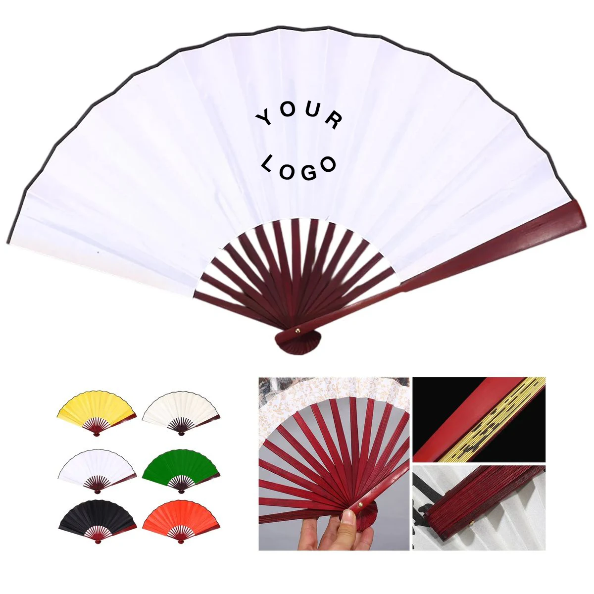 Portable Folding Fan with Bamboo Frame 1