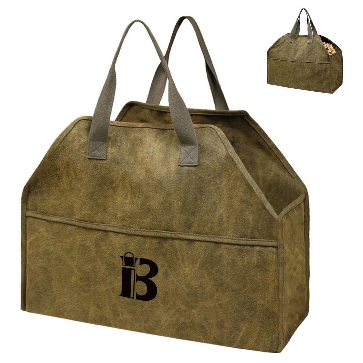 Canvas Log Carrier Tote Bag, custom tote bag with logo imprint 1