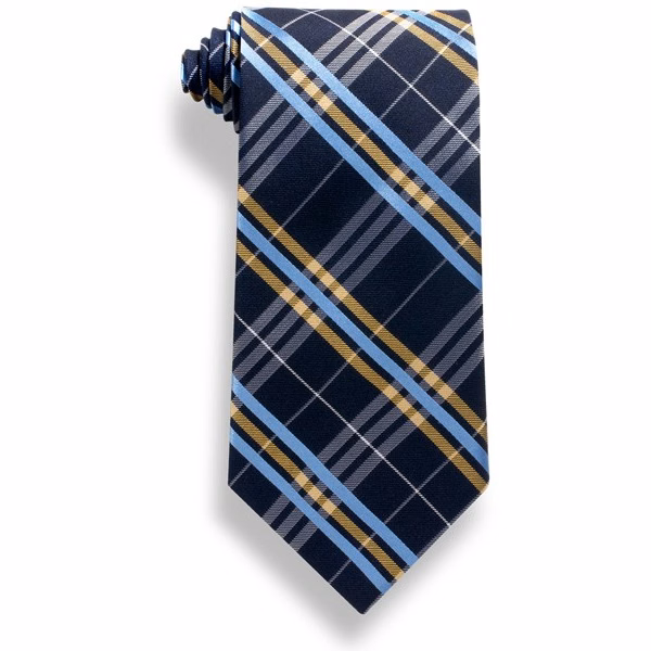 Closeout - Navy Blue Plaid Silk Tie
