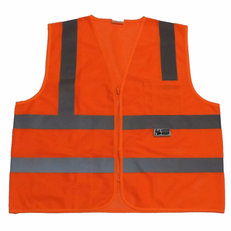 Ansi Class 2 Safety Orange Vest With 2 Pockets, All Mesh