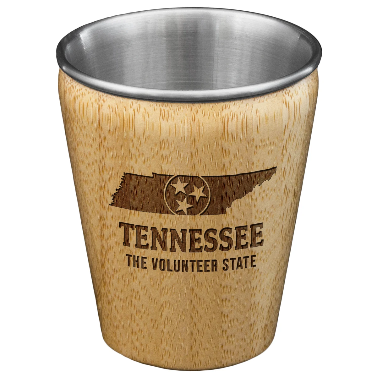 Tennessee State Bamboo and Stainless Steel Shot Glass 1