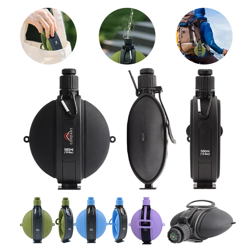 20 OZ Collapsible Leakproof Silicone Sports Water Bottle 1