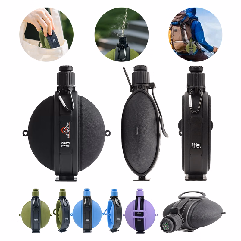 20 OZ Collapsible Leakproof Silicone Sports Water Bottle
