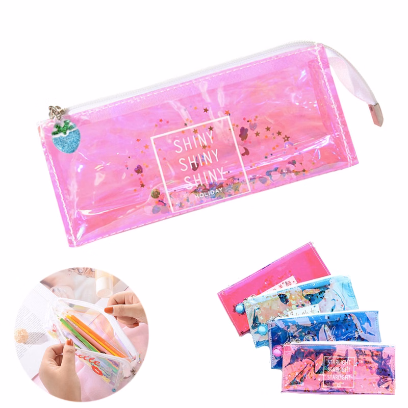Floating Glitter Sequin Pencil Case Transparent Holder