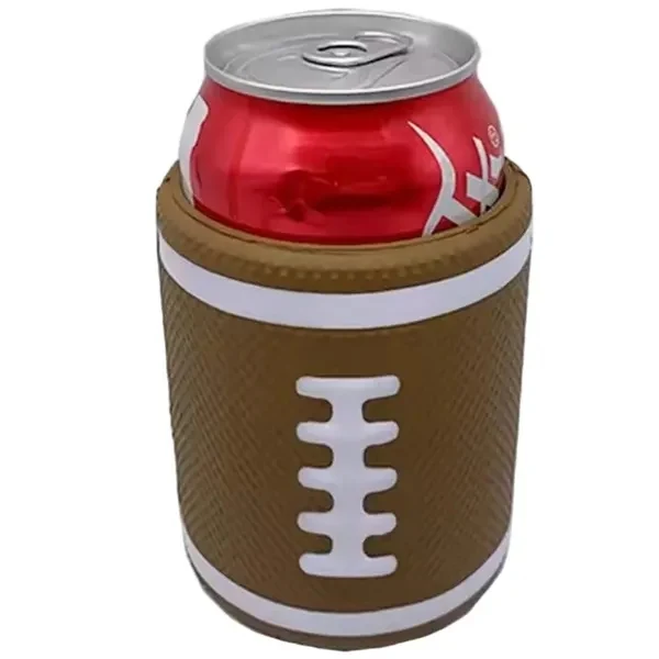 Custom Rugby Can Sleeve with Grip Strengthener — Insulated Beverage Sports Holder, custom koozie with logo imprint 1