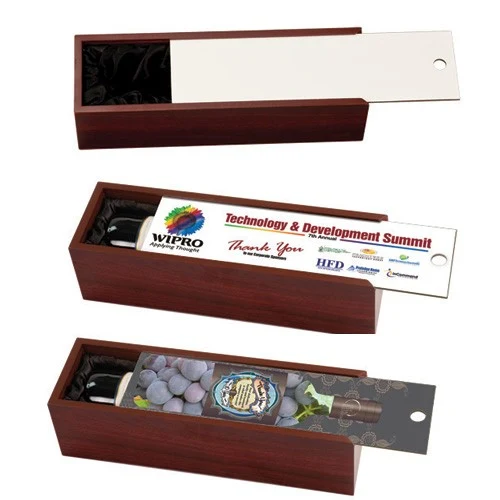 Rosewood Finish Wine Box with Full Color Sublimation Lid 1