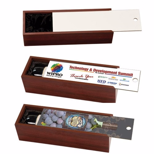 Rosewood Finish Wine Box with Full Color Sublimation Lid