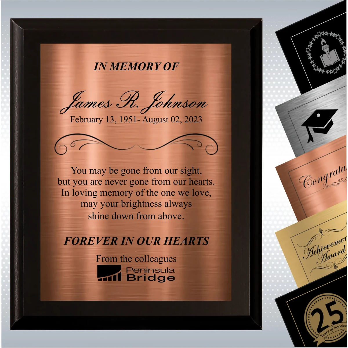 Black Matte Personalized Memorial Plaque Gift 1
