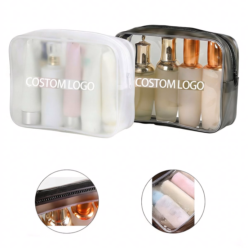 Transparent Pvc Wash Bag With Black Edge Decoration