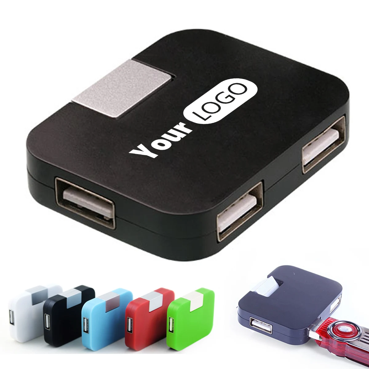 Plastic 4-Port Square Usb Hub 1