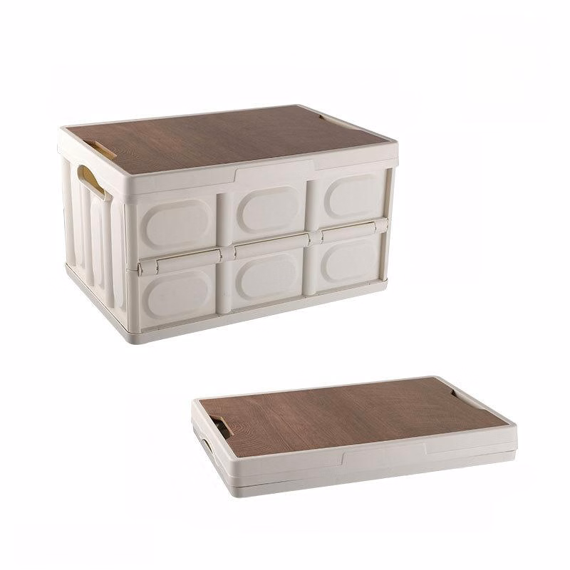 Folding Storage Bins with Wood Lid