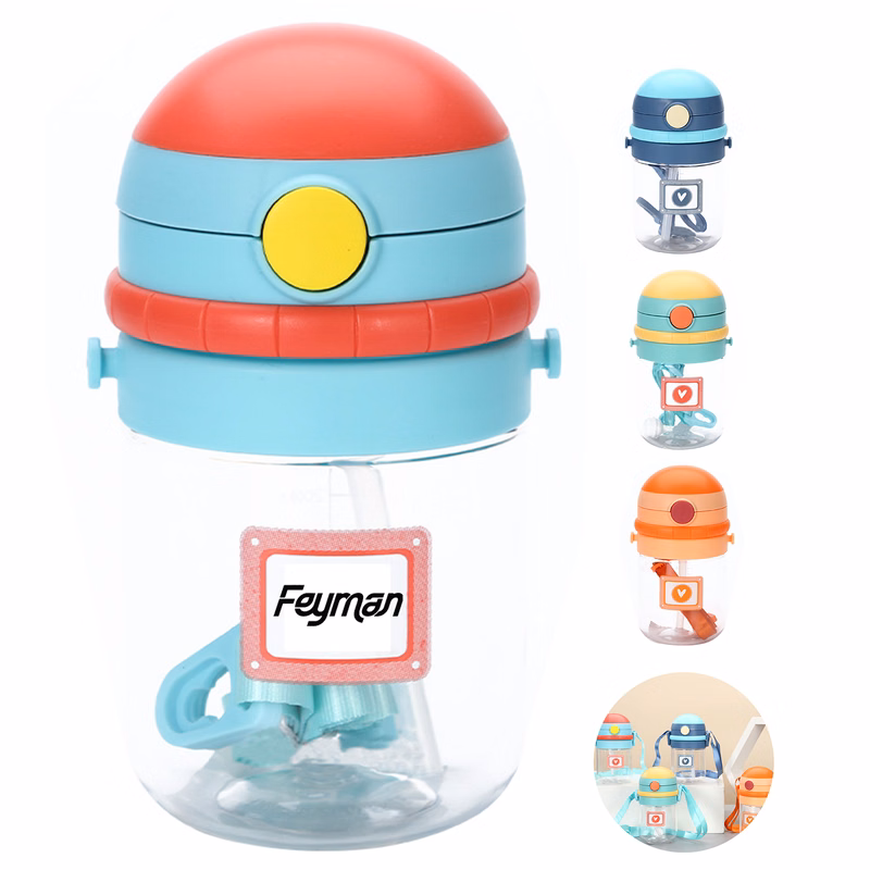 13oz Baby Training Straw Water Bottle w/ Lanyard