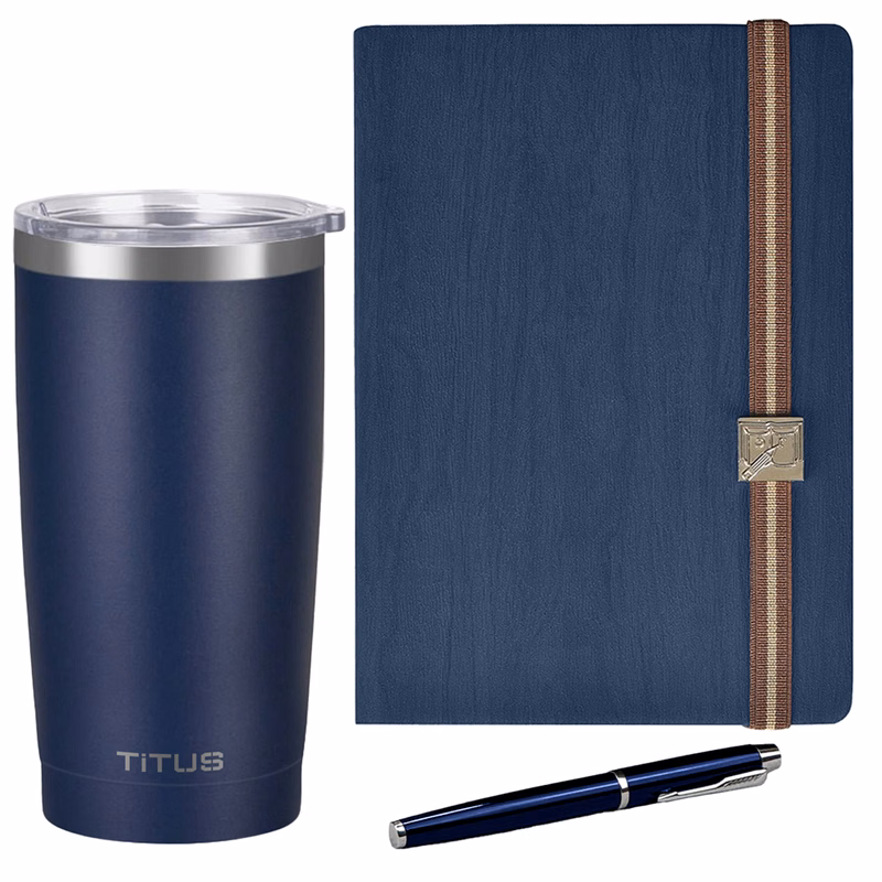 TiTUS® 20 oz Tumbler, Melange Executive Notebook & Pen Gift Set