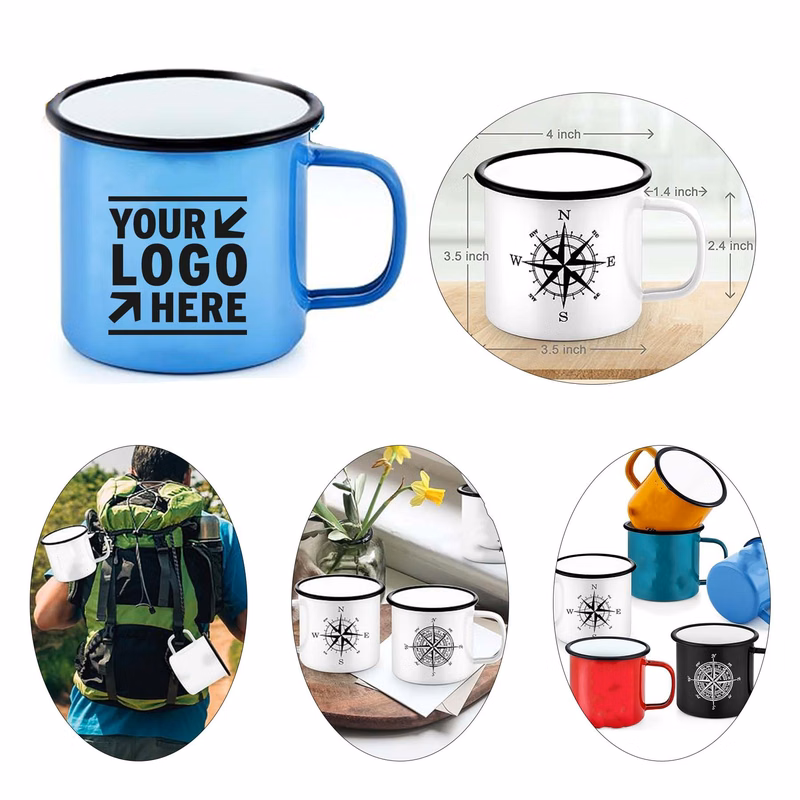16OZ Portable Enamel Camping Hiking Mug Outdoor Coffee Milk Beer Tea Cup Ideal Christmas Gift