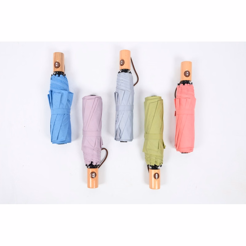 Wooden Handle Automatic Folding Umbrella