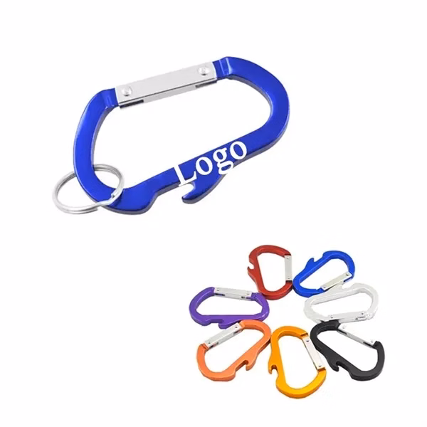 Custom Aluminum Carabiner with Bottle Opener & Key Ring — Travel Utility Item